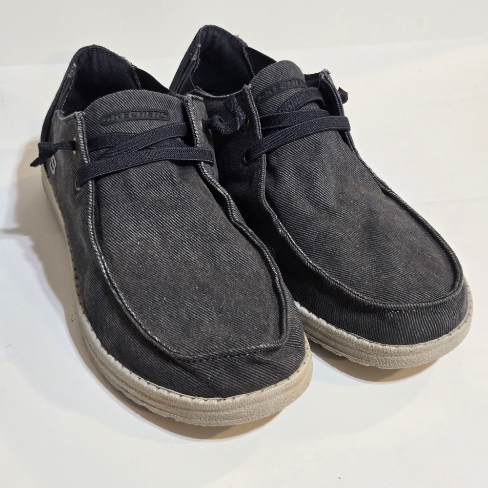 Skechers Melson Volgo Loafers Mens 11/45 Blue Gray Canvas Slip On 66387 Casual